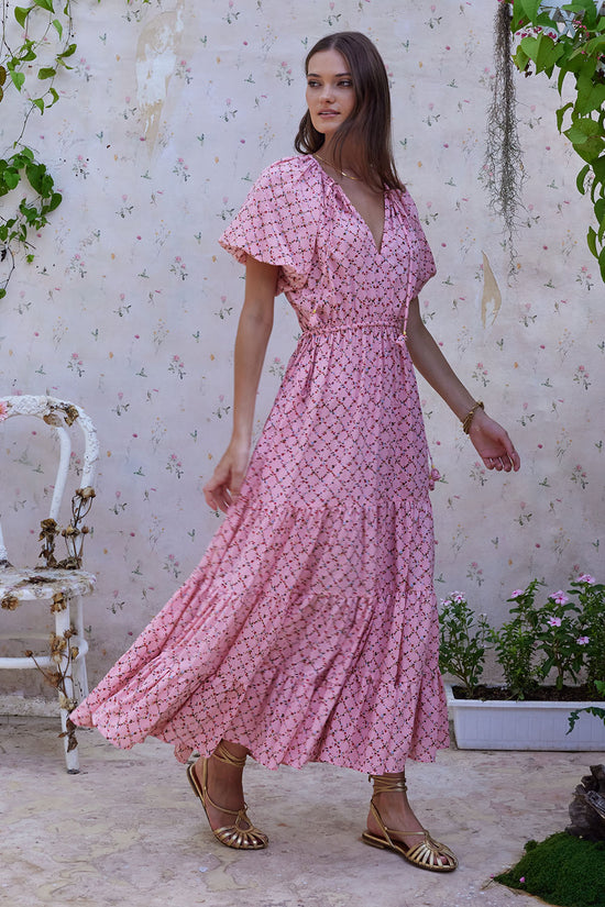 MAGNOLIA MAXI DRESS FLOWER SQUARE PINK CONFETTI