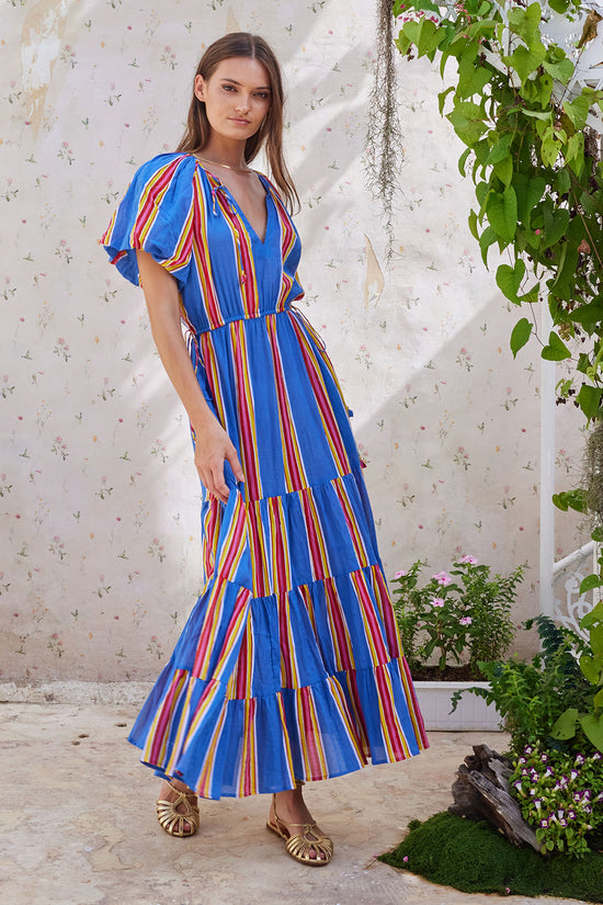 MAGNOLIA MAXI DRESS VINTAGE STRIPES VINTAGE BLUE