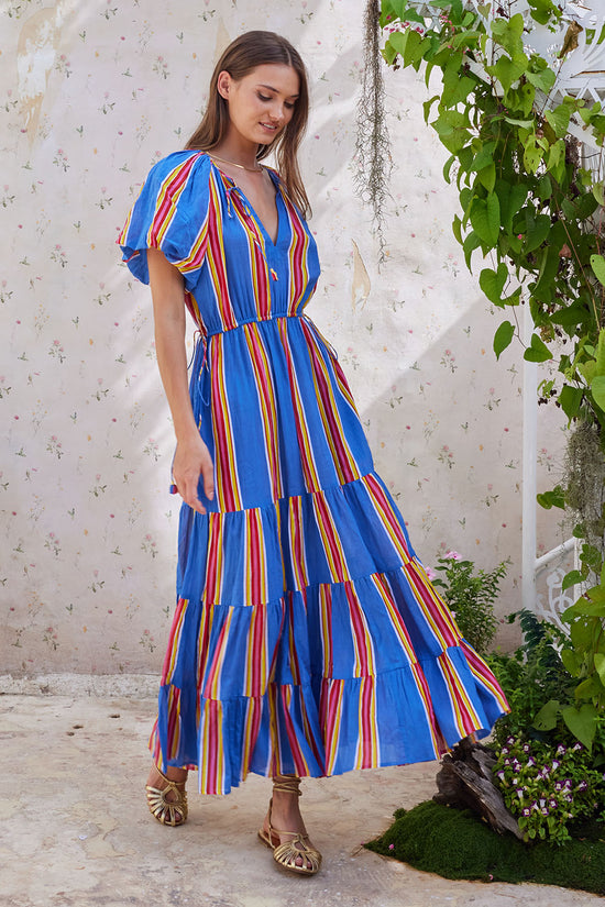 MAGNOLIA MAXI DRESS VINTAGE STRIPES VINTAGE BLUE