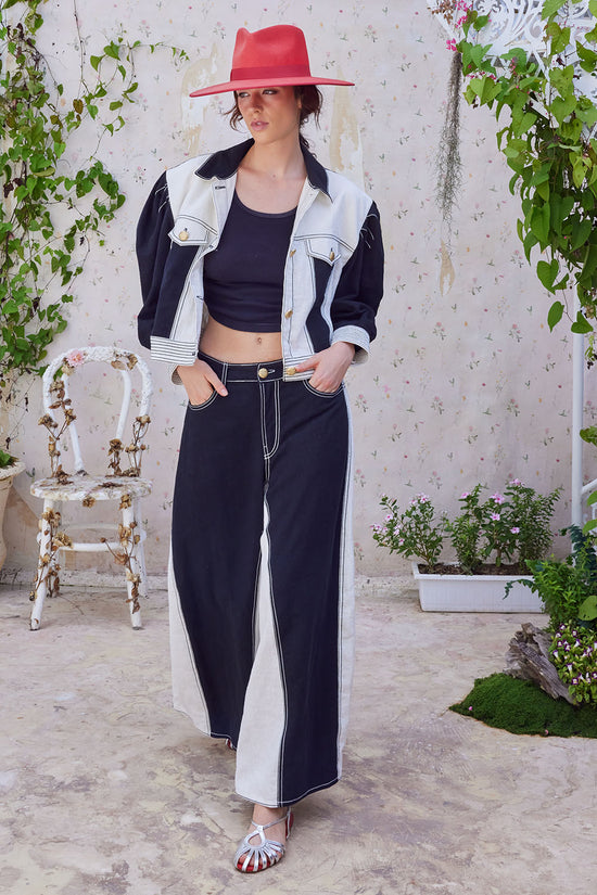 HYUNJI PANTS BLACK/ OFF WHITE