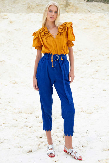 GIADA SCALLOP PANTS SMOCKED BLUE SAPPHIRE