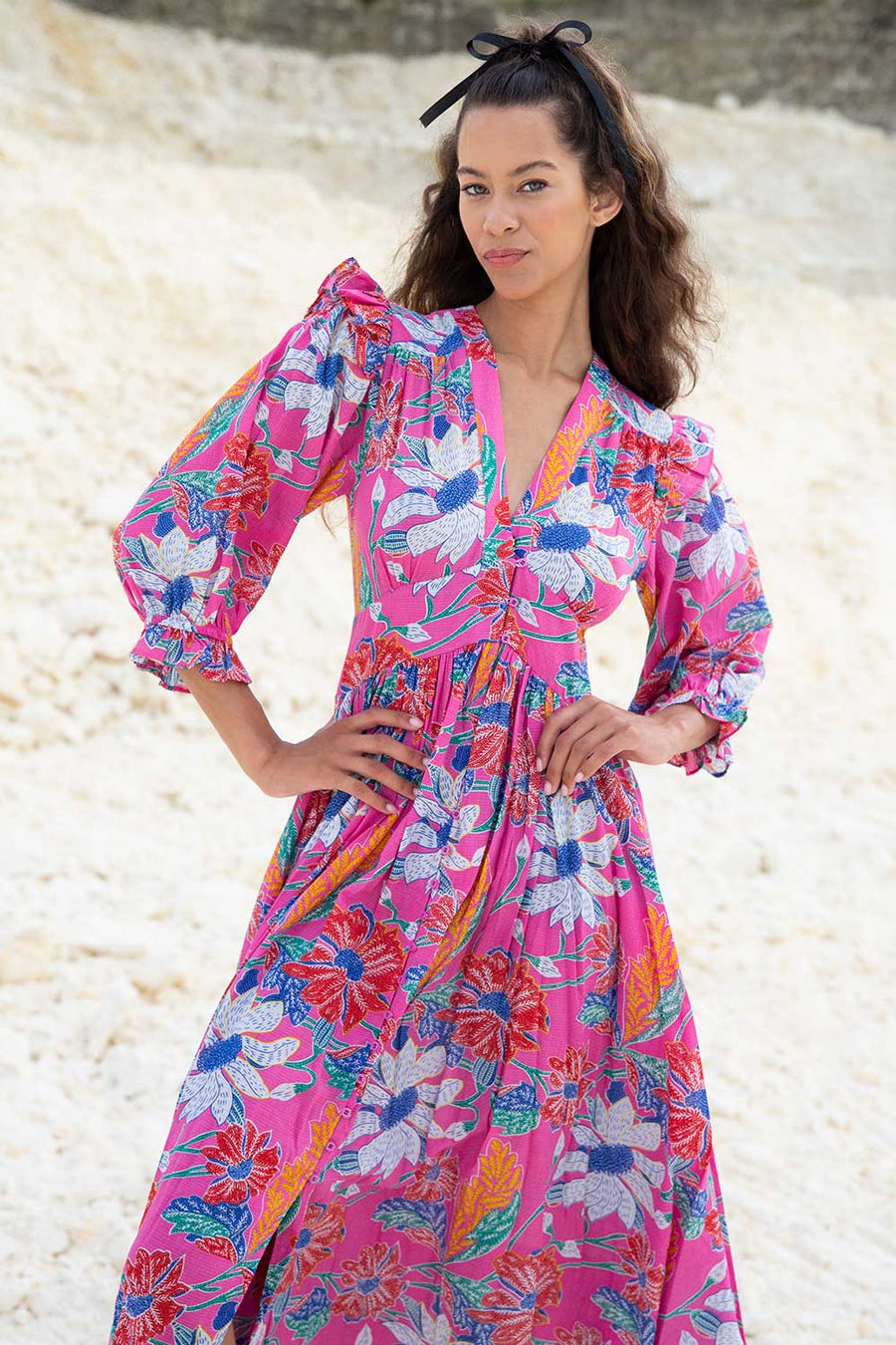 ZANTHE MIDI DRESS WILD FLOWER PINK SUNSET