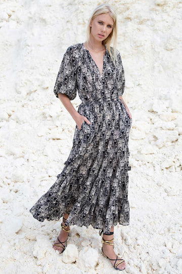TWIGGY JANE MAXI DRESS JAGUAR NUDE BLACK