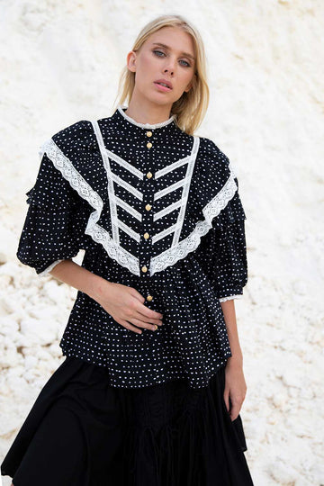 BELLATRIX BLOUSE RANDOM DOT NOIR