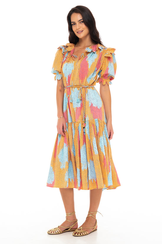 SAFFRON SCALLOP MIDI DRESS 2 SEASONS TANGERINE