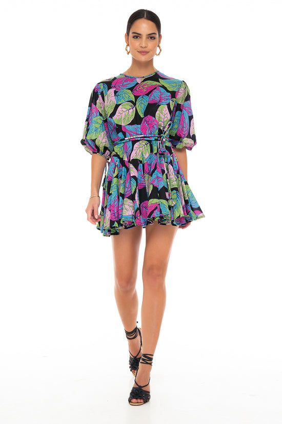 ESTELLE MINI DRESS MIXED LEAVES