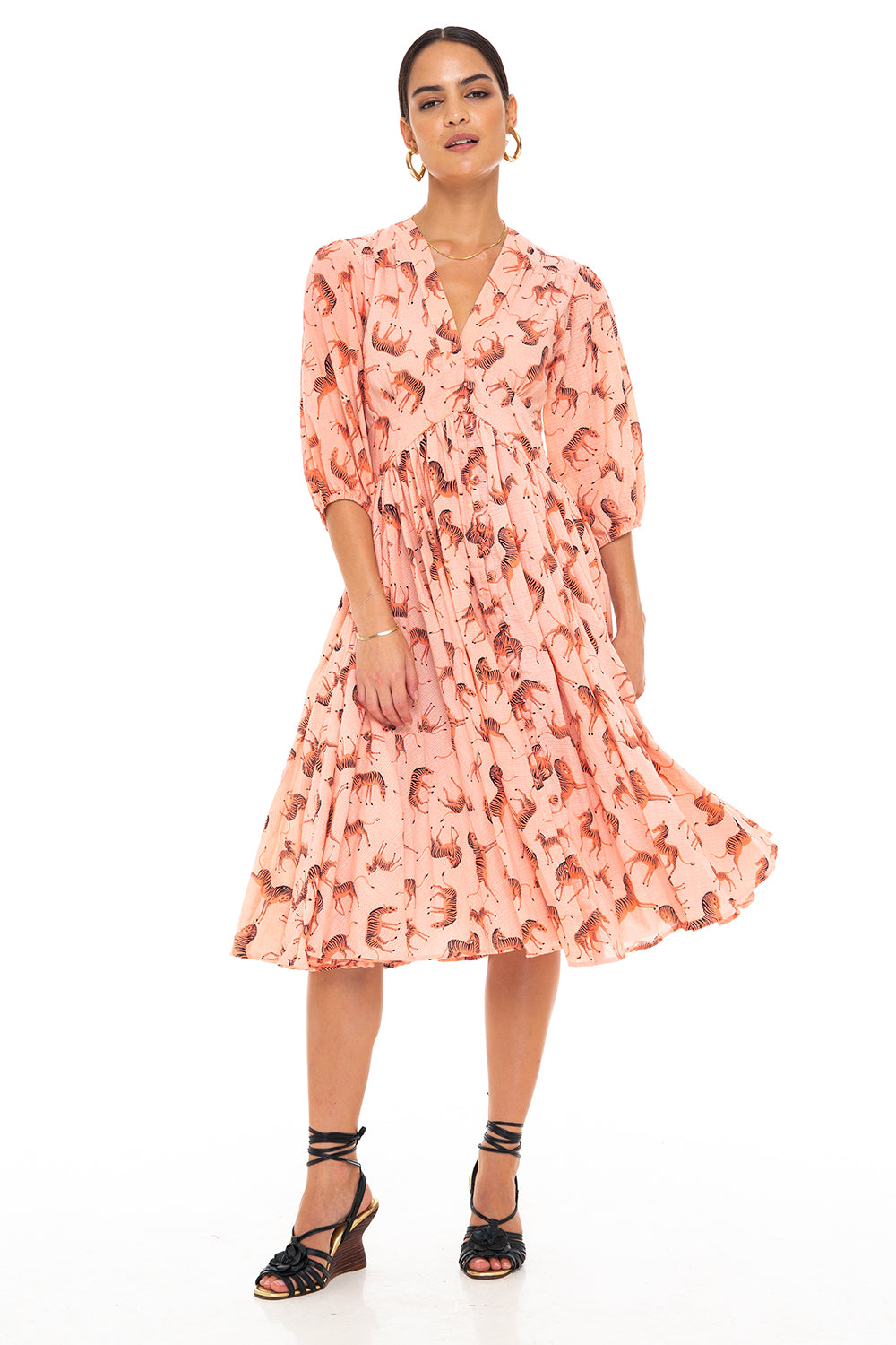 ABELLE DRESS ZEBRA PEACH