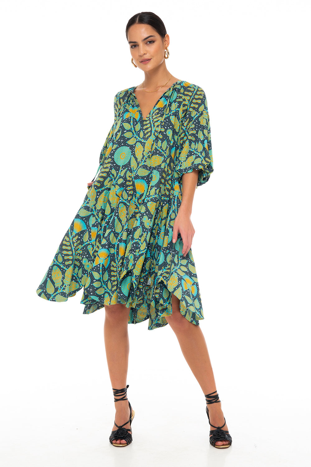 ZAIRE SCALLOP DRESS MADAGASCAR FOREST