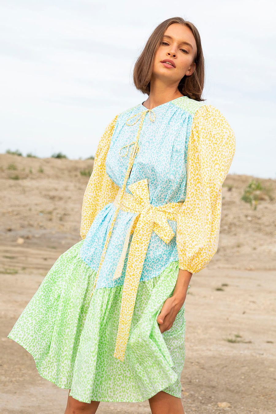 FRANKIE WOOD DRESS MIXED LEOPARD