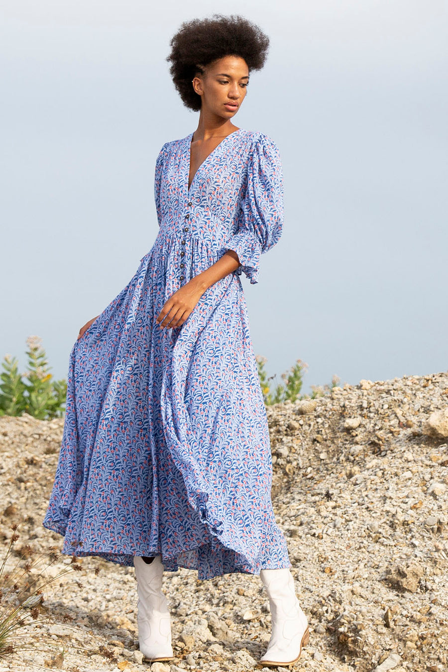 XOLA JASMINE BLUE MAXI DRESS