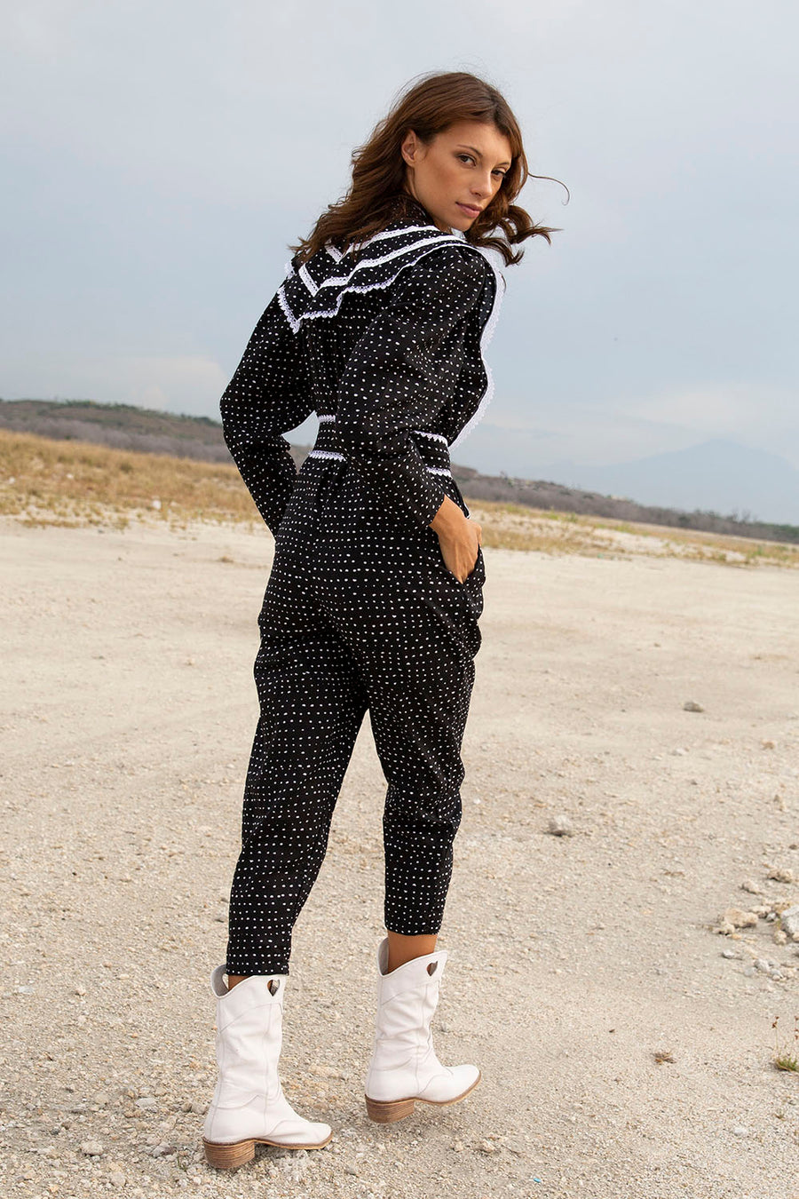DAKOTA RANDOM DOT NOIR JUMPSUIT
