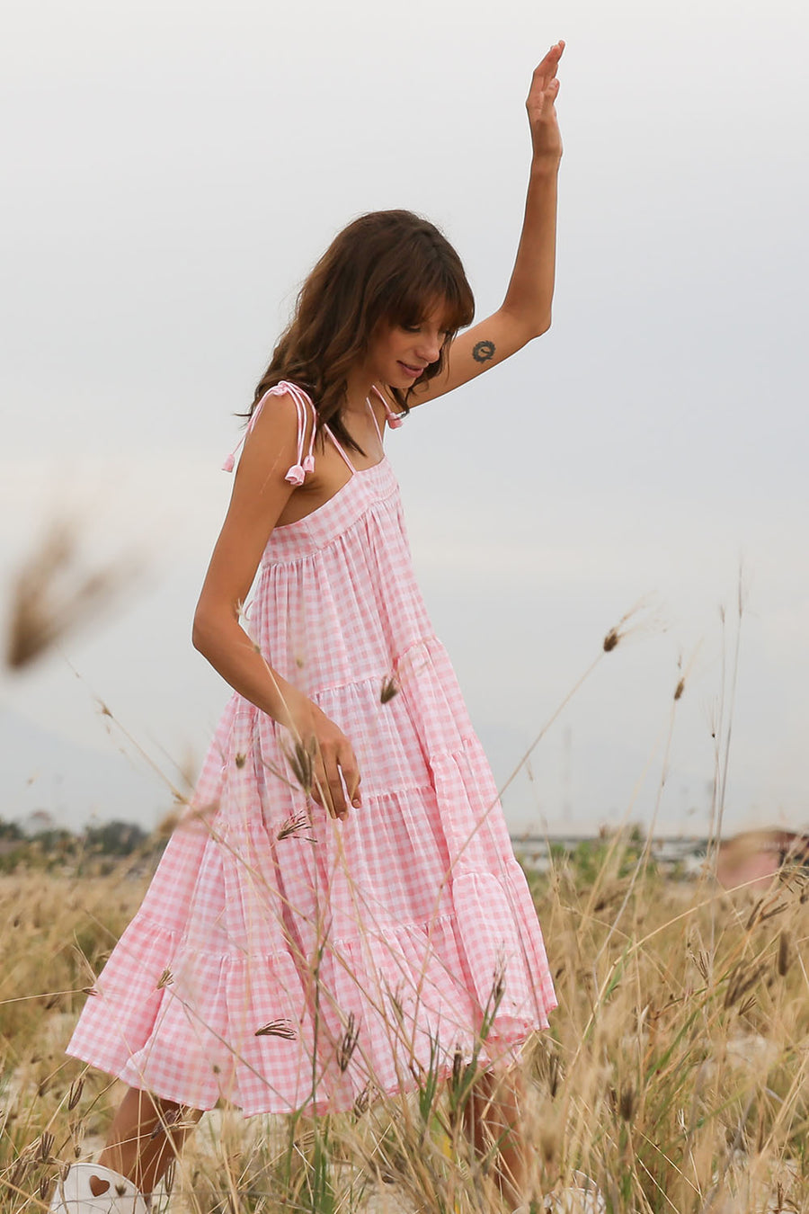 CANDICE GINGHAM BABY PINK DRESS