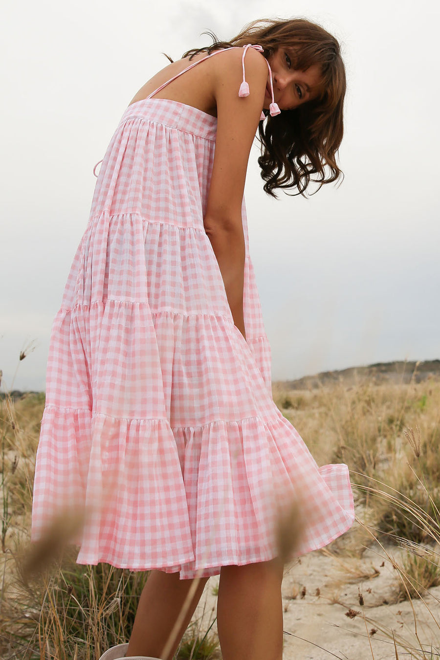 CANDICE GINGHAM BABY PINK DRESS