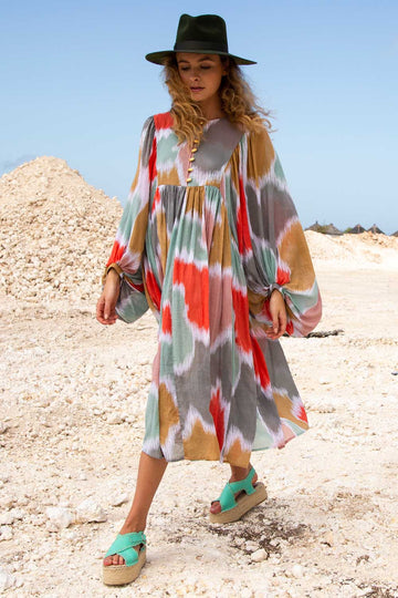 SARA SMITH DRESS CHEVRON MULTI PASTEL