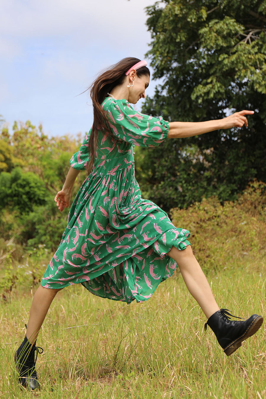 ABELLE DRESS FOX EMERALD