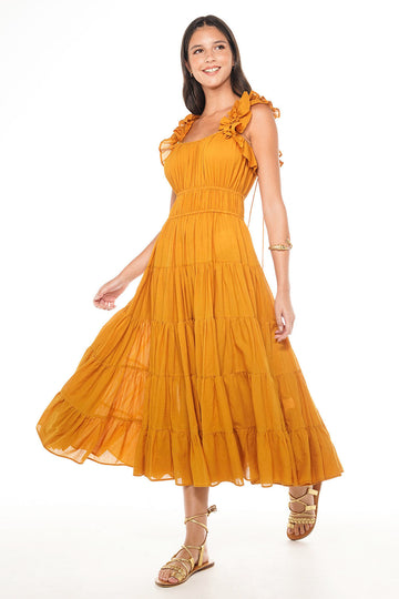 LUELLA HILLER MIDI DRESS TURMERIC