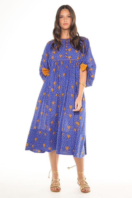 DYLAN BOW MIDI DRESS LIBERTINE BLUE SAPPHIRE