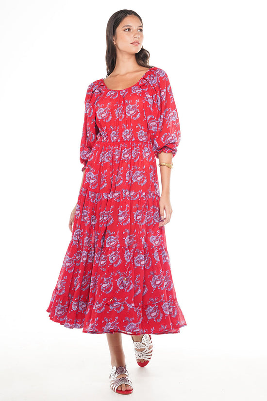 OLIVIA VINTEN MIDI DRESS RED PAISLEY