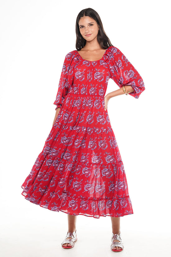 OLIVIA VINTEN MIDI DRESS RED PAISLEY