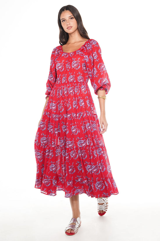 OLIVIA VINTEN MIDI DRESS RED PAISLEY