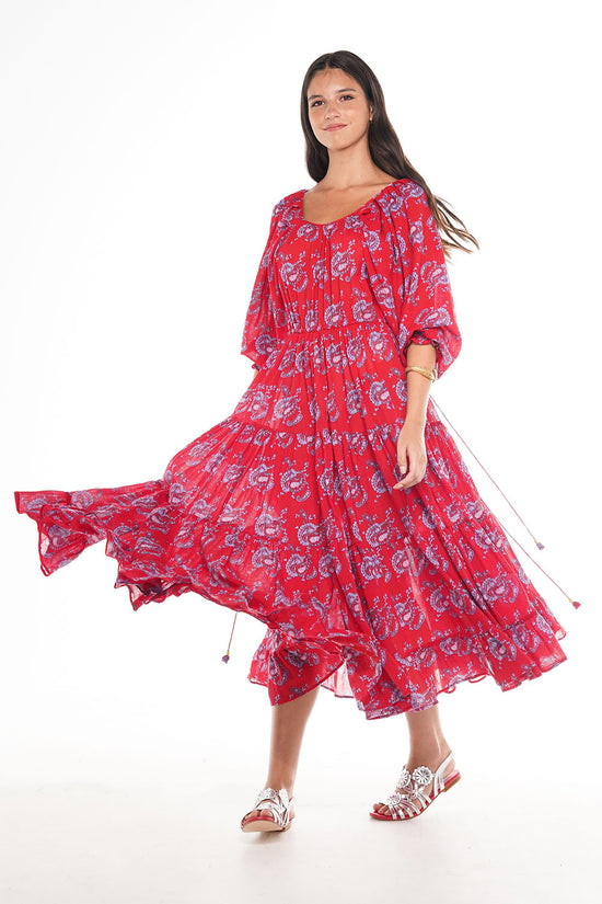 OLIVIA VINTEN MIDI DRESS RED PAISLEY