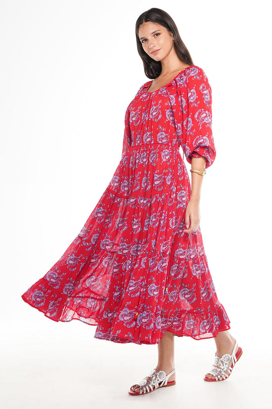 OLIVIA VINTEN MIDI DRESS RED PAISLEY