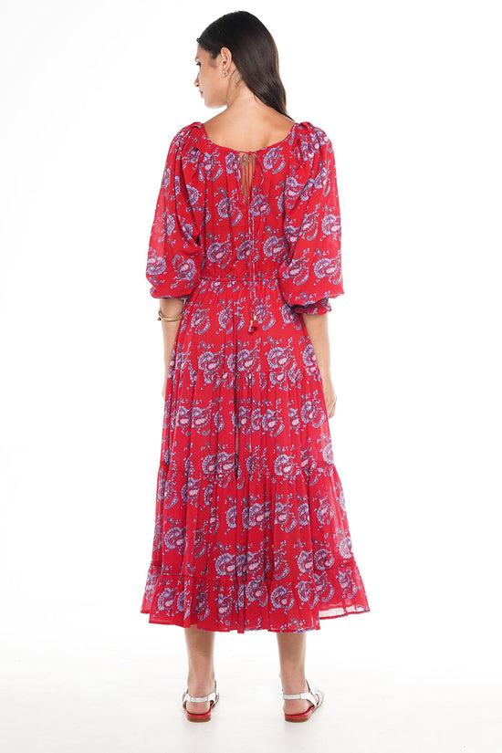 OLIVIA VINTEN MIDI DRESS RED PAISLEY