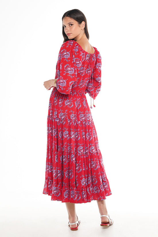 OLIVIA VINTEN MIDI DRESS RED PAISLEY