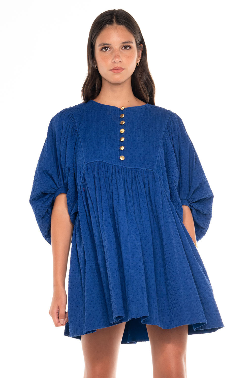 MADHU MINI DRESS SMOCKED BLUE SAPPHIRE