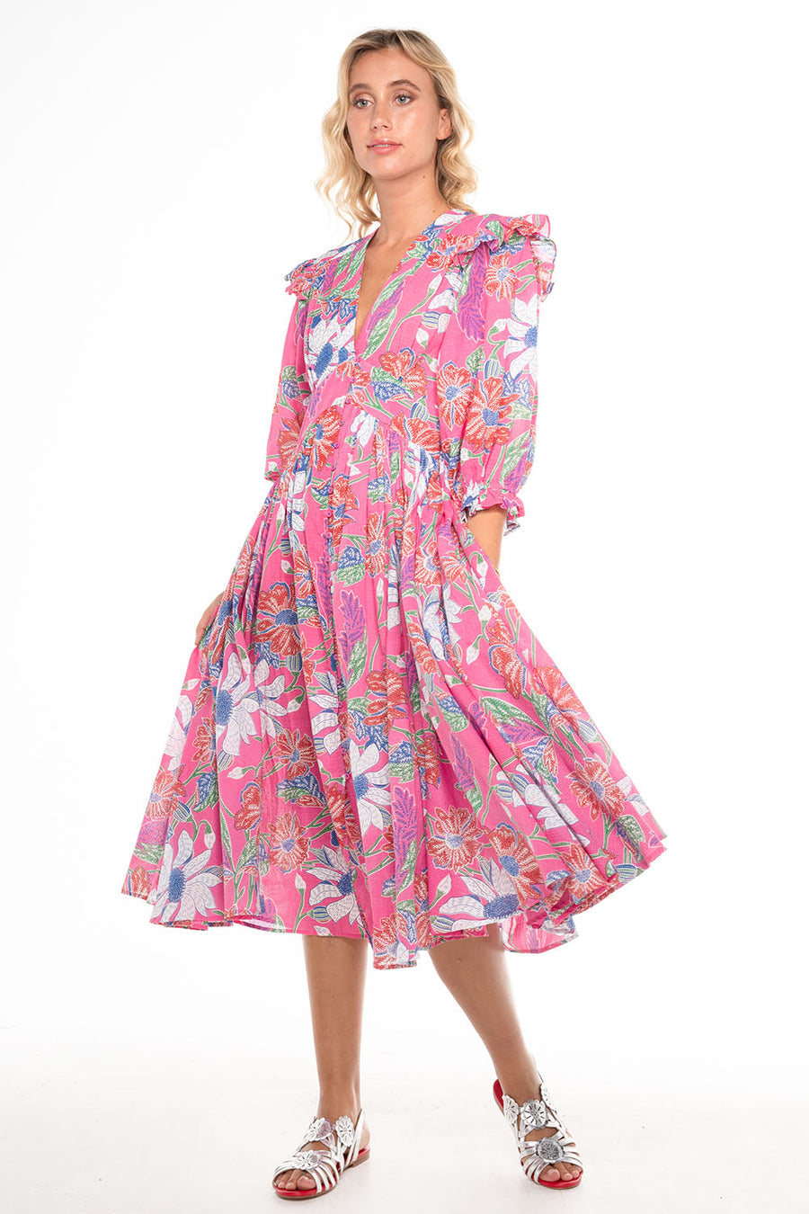 ZANTHE MIDI DRESS WILD FLOWER PINK SUNSET