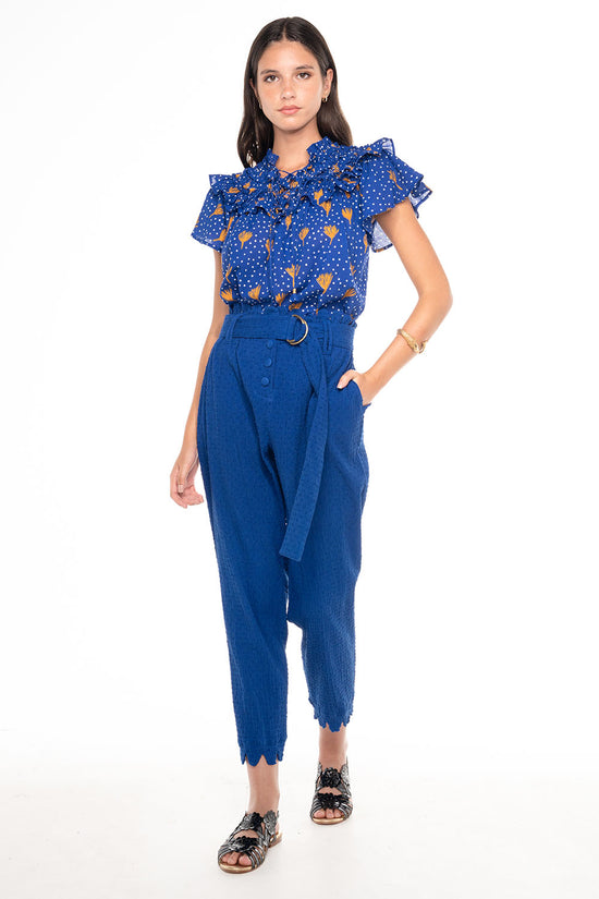 GIADA SCALLOP PANTS SMOCKED BLUE SAPPHIRE