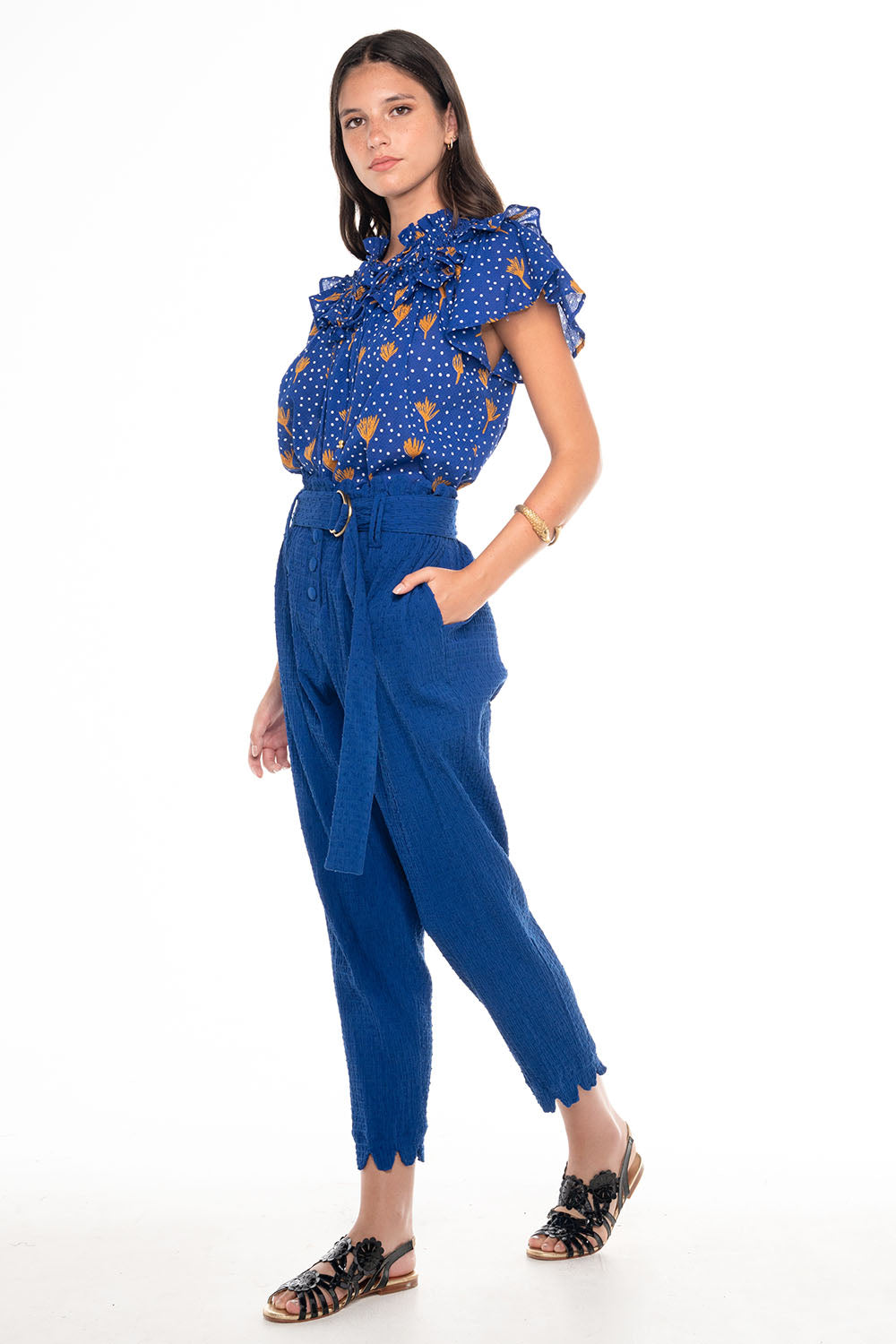 GIADA SCALLOP PANTS SMOCKED BLUE SAPPHIRE