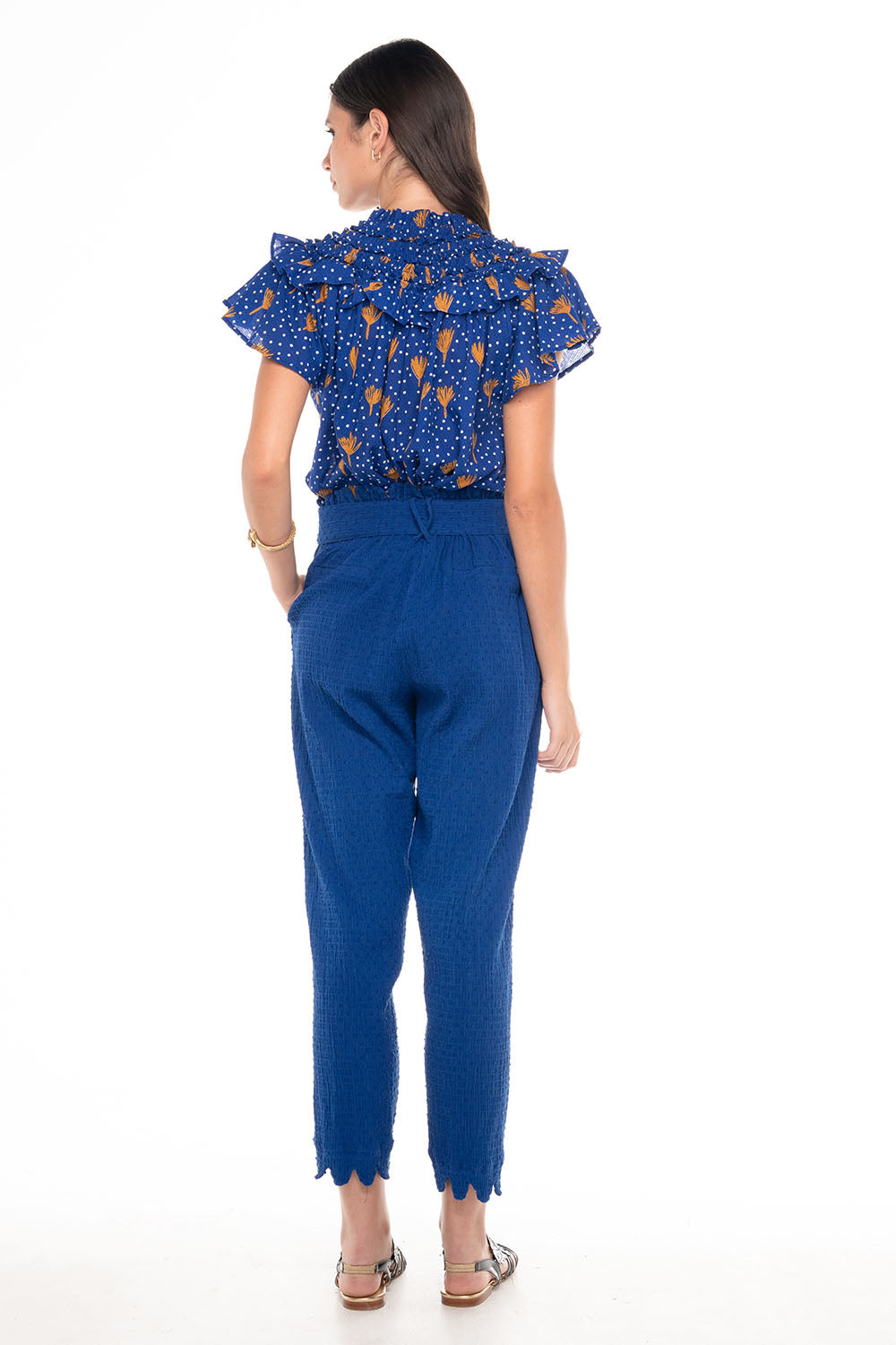 GIADA SCALLOP PANTS SMOCKED BLUE SAPPHIRE