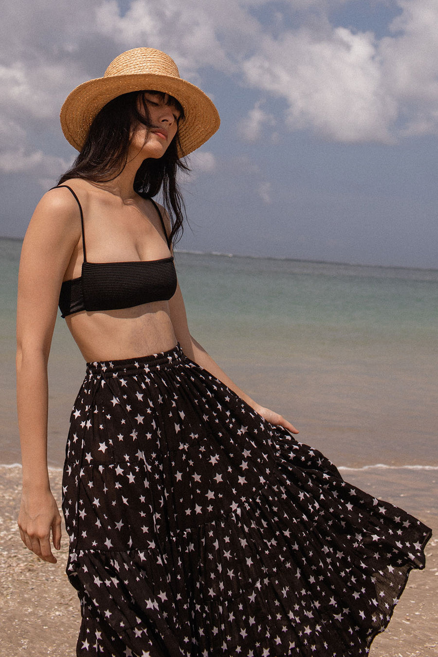 FAYOLA TEAR SKIRT MONO STAR BLACK