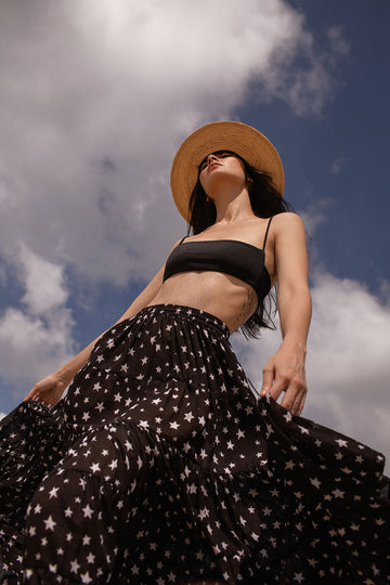 FAYOLA TEAR SKIRT MONO STAR BLACK