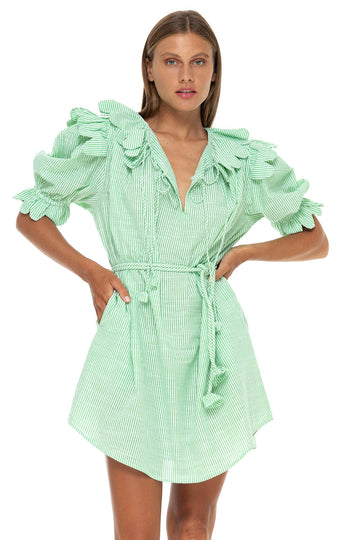 NICO SCALLOP SEERSUCKER TUNIC APPLE GREEN
