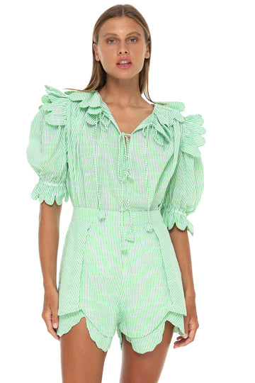 TORY SCALLOP SEERSUCKER SHORTS APPLE GREEN
