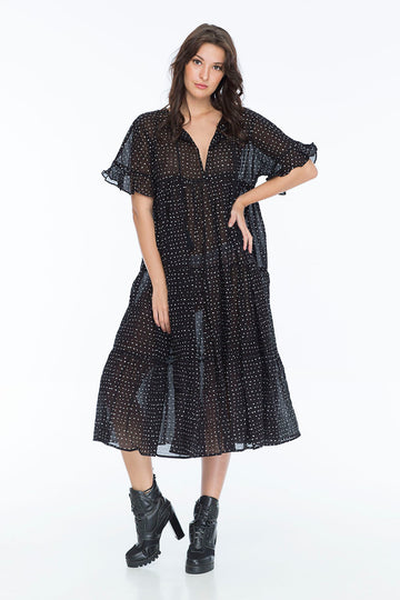 LUCCIANA DRESS RANDOM DOT NOIR