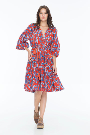 JENNA HIPP DRESS CATS CHERRY