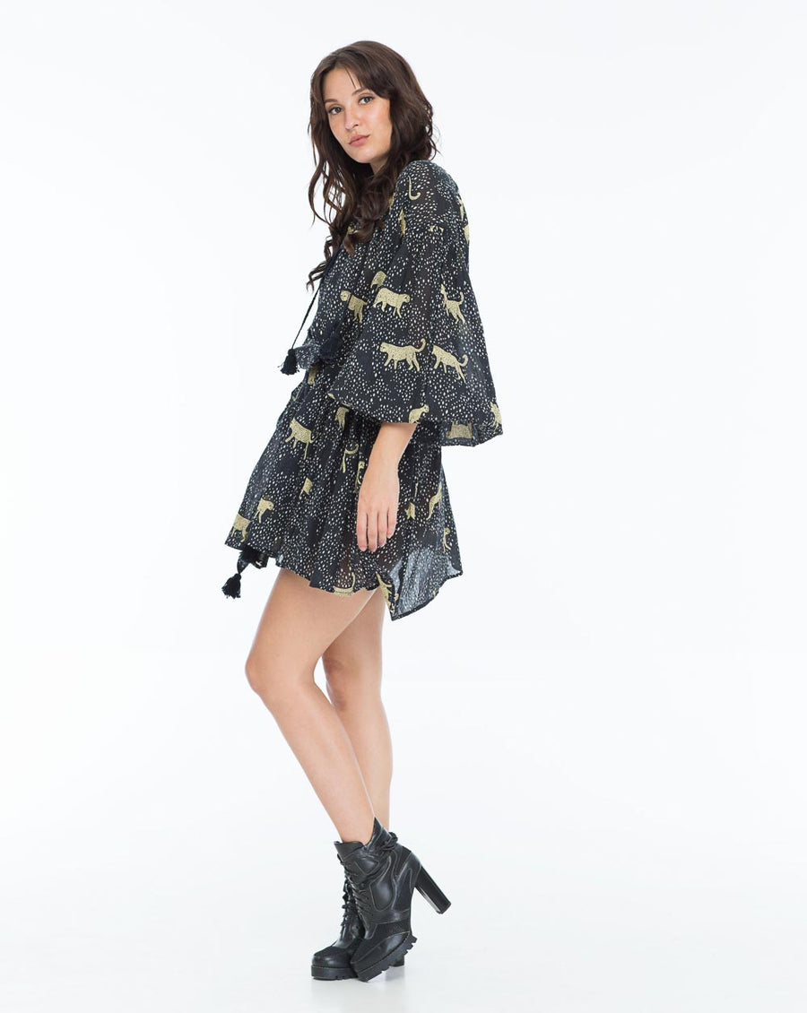 REBECCA DAY DRESS LEOPARD DIAMOND NOIR